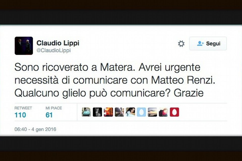 Claudio Lippi su Twitter