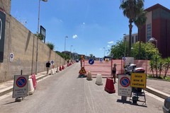 Lavori all'ingresso dell'ospedale