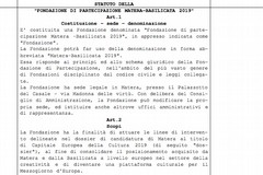 Matera 2019, lo Statuto della discordia